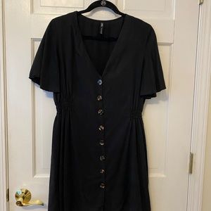 Zara black button down mini dress